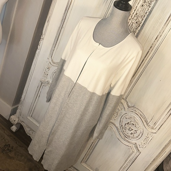 Liz Claiborne Chic Old Money Cozy Two Tone Sweater Duster Size Large - Picture 3 of 11